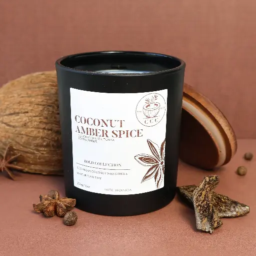 Bougie de 8oz d’épices d’ambre de noix de coco